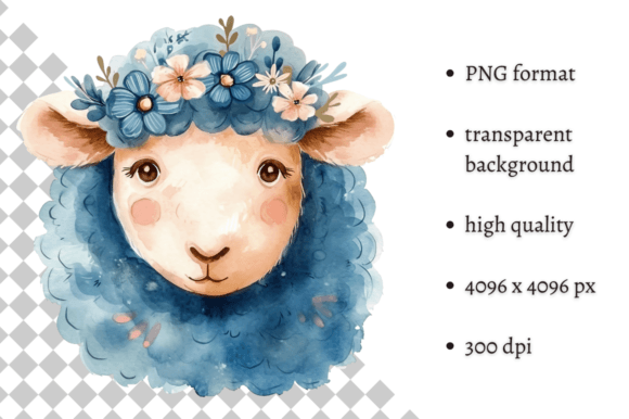Download Watercolor Blue Easter Sheep Clipart - Sheep Collection