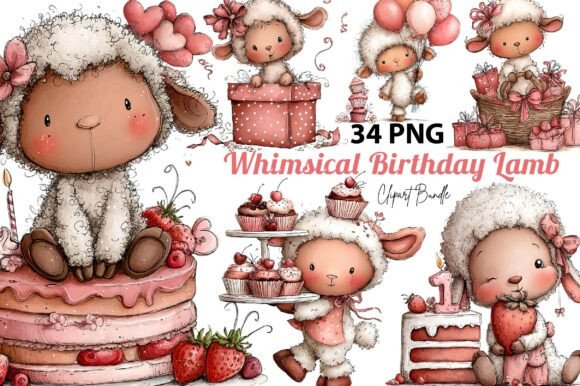 Download Whimsical Birthday Lamb Clipart - Premium Resources