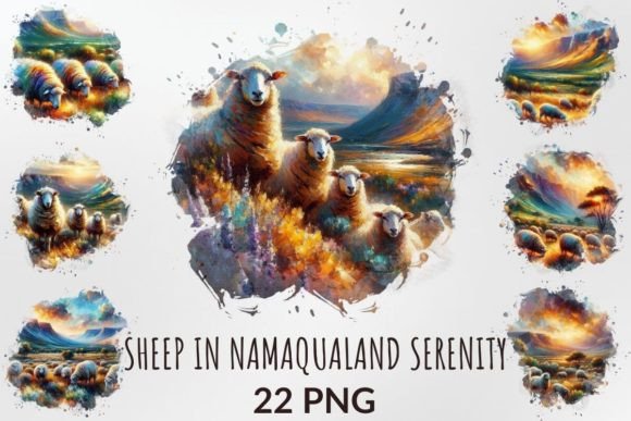 Download Watercolor Sheep in Namaqualand Serenity - Sheep Collection