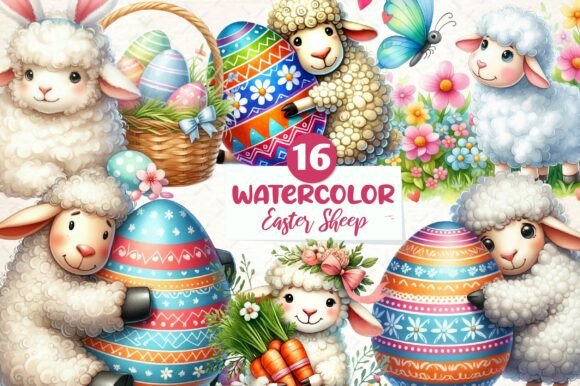 Download Cute Easter Sheep Clipart Bundle - Sheep Collection