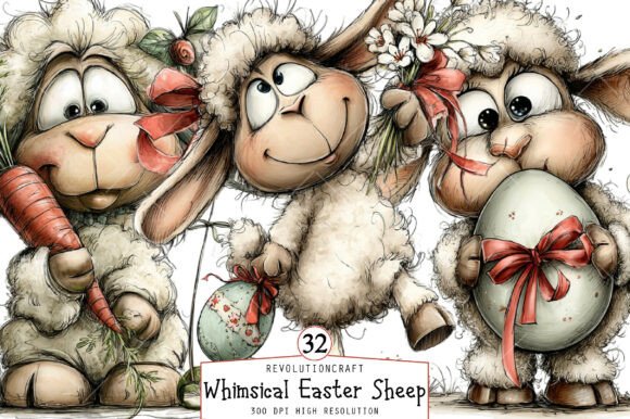 Download Whimsical Easter Sheep Clipart - Sheep Collection