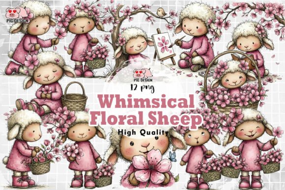 Download Whimsical Floral Sheep PNG - Sheep Collection