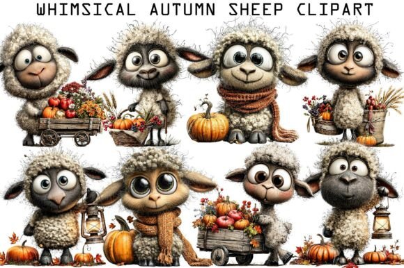 Download Whimsical Autumn Sheep Clipart - Sheep Collection