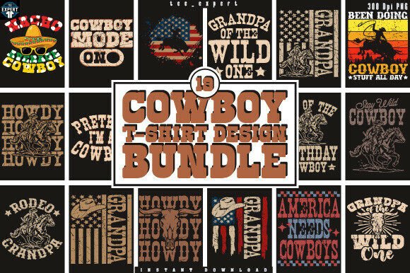 Download Cowboy Western PNG T-shirt Design Bundle - Design Collection
