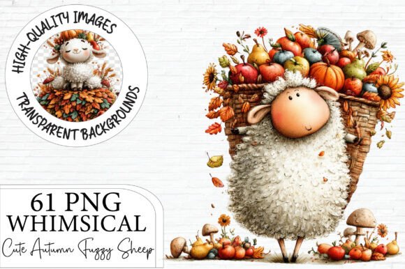 Download Cute Autumn Fuzzy Sheep Clipart Bundle - Premium Bundle