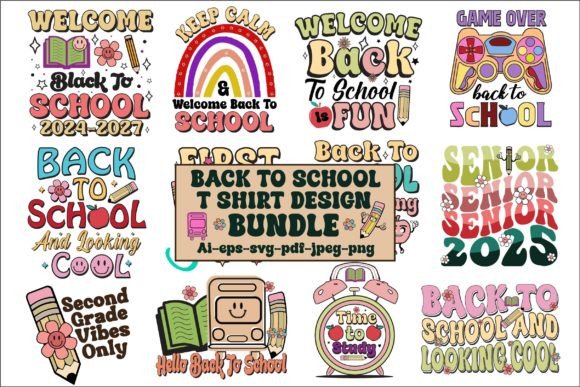 Download Back to School T-Shirt Design Bundle - Design Collection