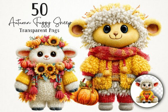 Download Cute Autumn Fuzzy Sheep PNG Clipart - Sheep Collection