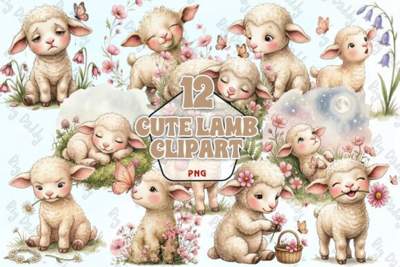 Download Cute Lamb Clipart PNG - Premium Bundle