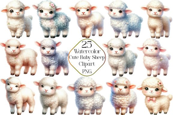 Download Watercolor Cute Baby Sheep Clipart - Sheep Collection