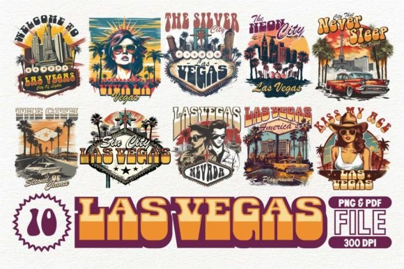 Download Las Vegas T-shirt Design Bundle - Design Collection