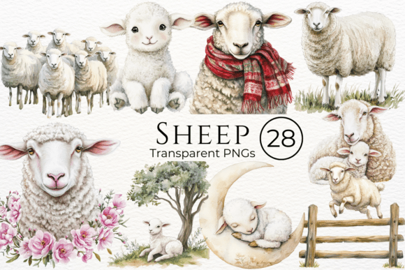 Download Sheep Watercolor Cliparts - Sheep Collection