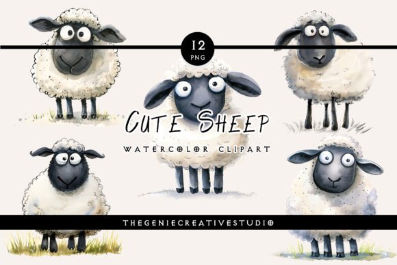 Download Cute Sheep PNG Clipart Set - Premium Resources