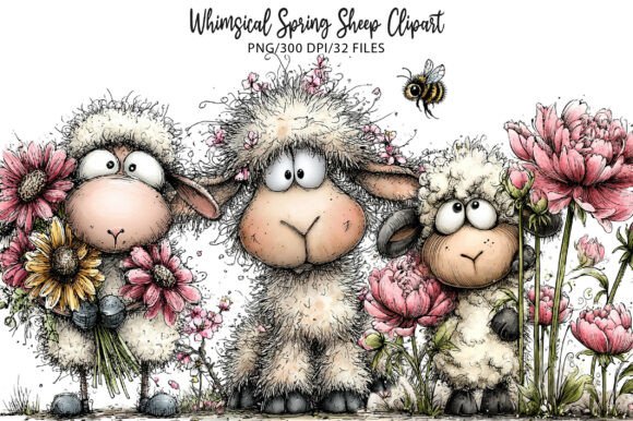 Download Whimsical Spring Sheep Clipart - Sheep Collection