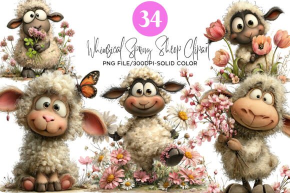 Download Whimsical Spring Sheep Clipart - Premium Resources
