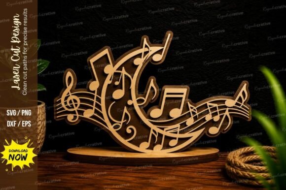 Download Musical Moon Notes Laser Cut Svg Design - Design Collection