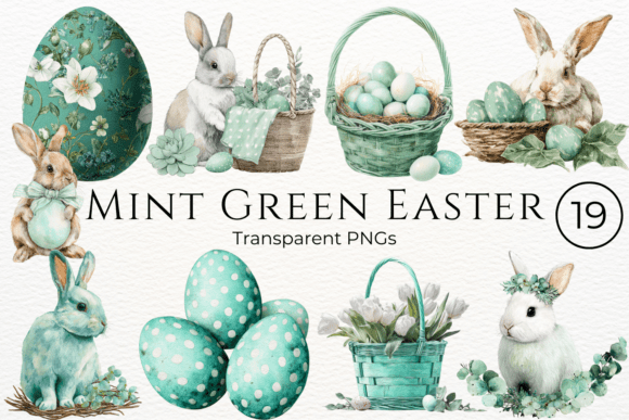 Download Mint Green Easter Watercolor Clipart - Green Collection